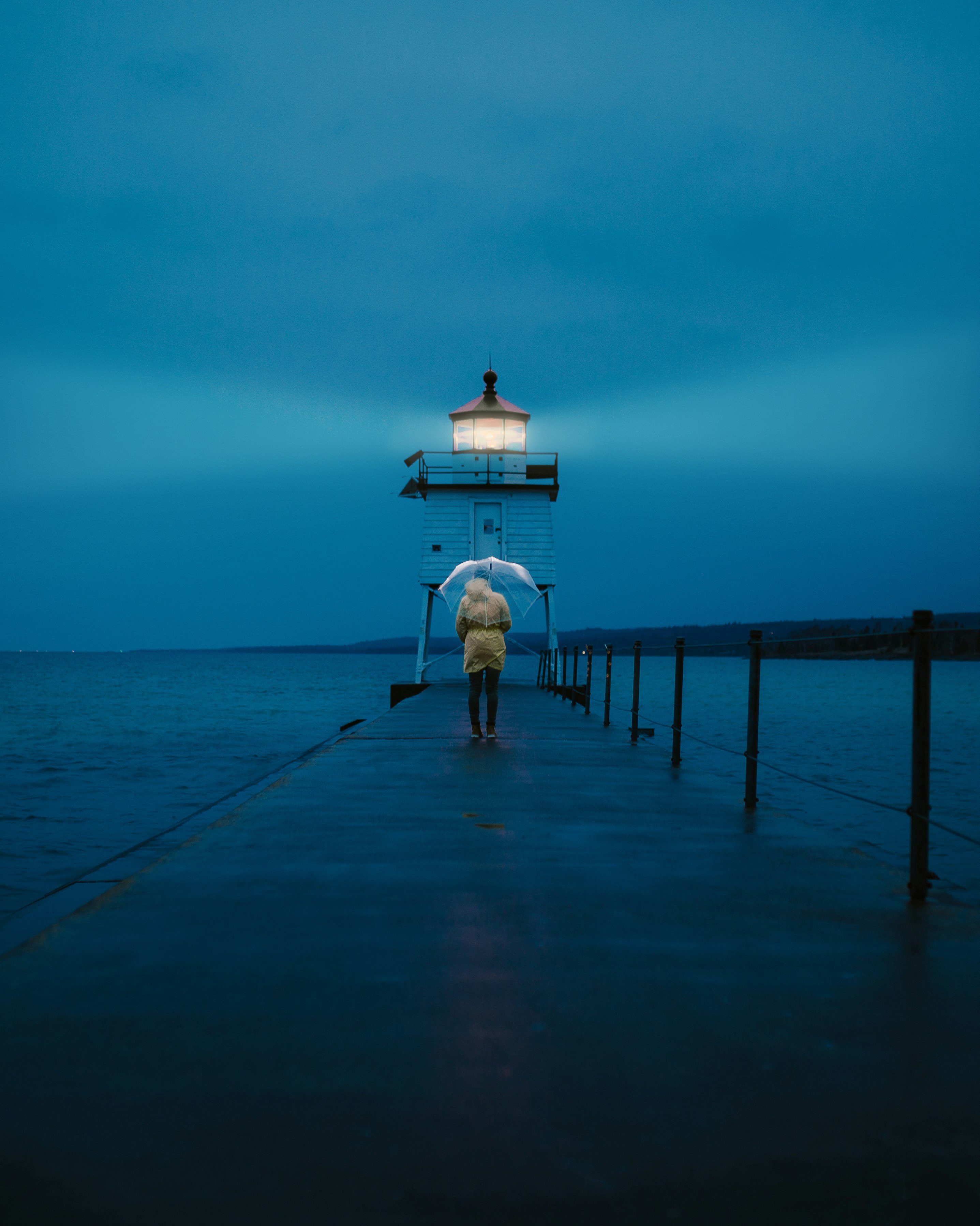 person walking on dock